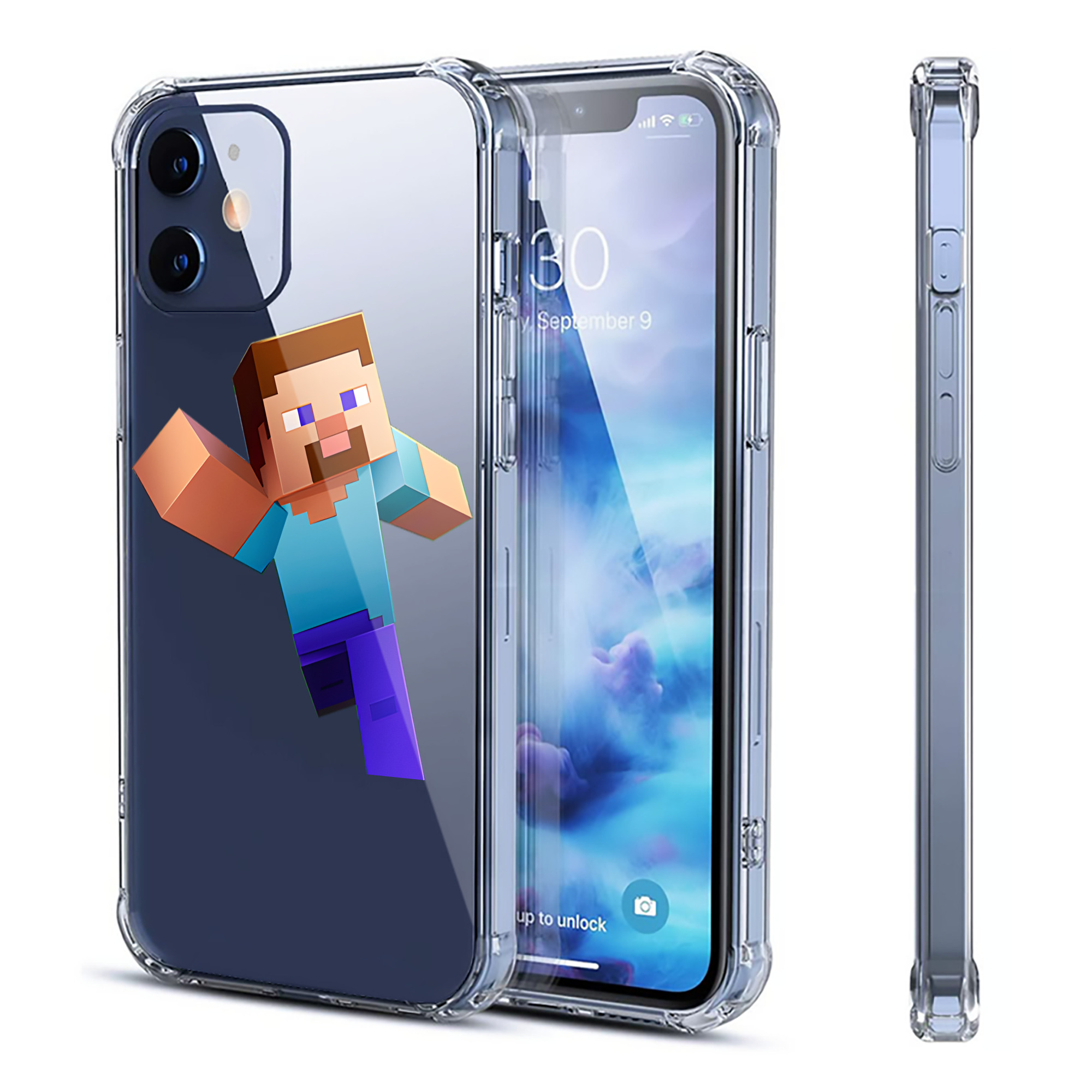 （画像用） マインクラフト ブロックの世界 Minecraft MC Block world 【iPhone 12シリーズ対応】透明スマホケース（クリアソフトケース）